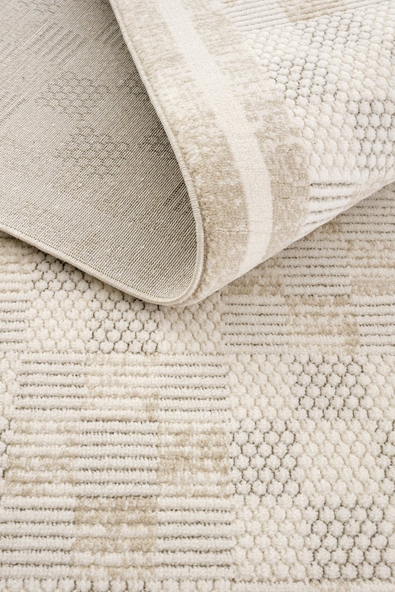 Evdeco Alya 9501 Bej Bukle Görünümlü Salon Dokuma Makine Halısı - Bej - Evdeco