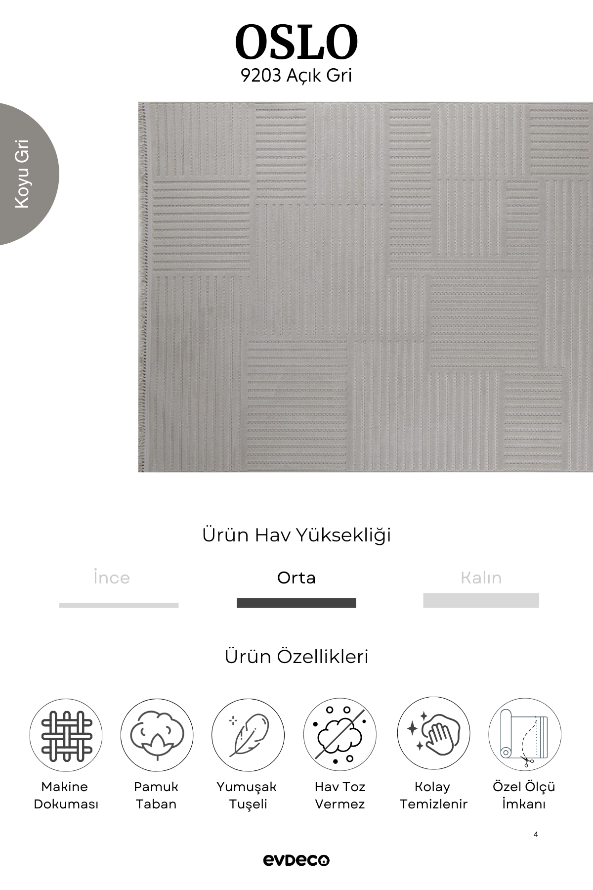 Seka Halı Oslo 9203 Açık Gri Yumuşak Tuşeli Modern Kesme Halı