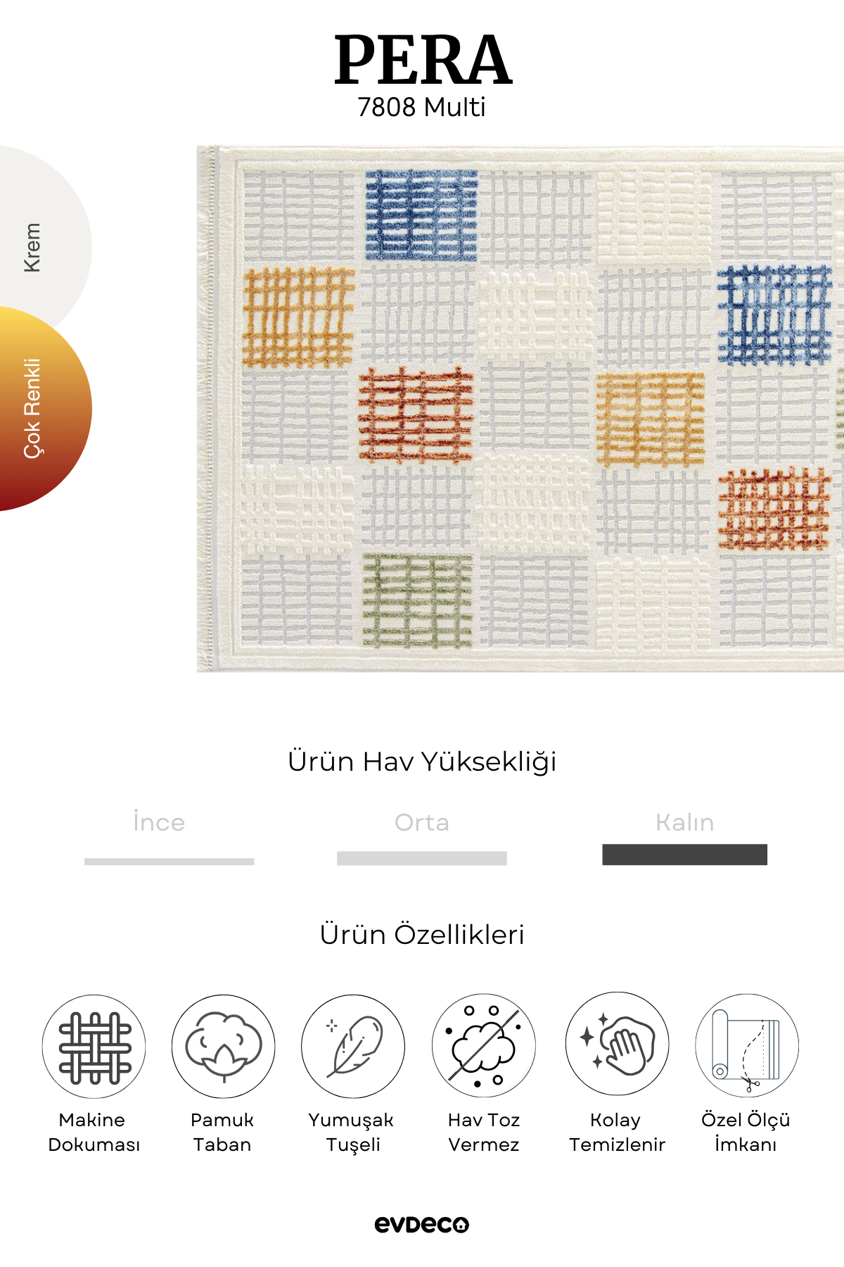 Seka Halı Pera 7808 Multi Yumuşak Dokulu Modern Salon Halısı