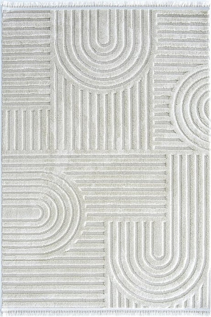 Seka Halı Molde 2213 Krem Etnik Desenli Modern Salon Halısı