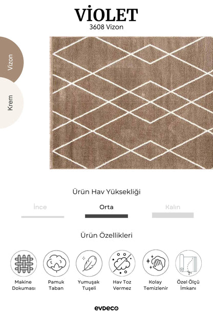 Seka Halı Violet 3608 Vizon Yumuşak Dokulu Modern Salon Halısı