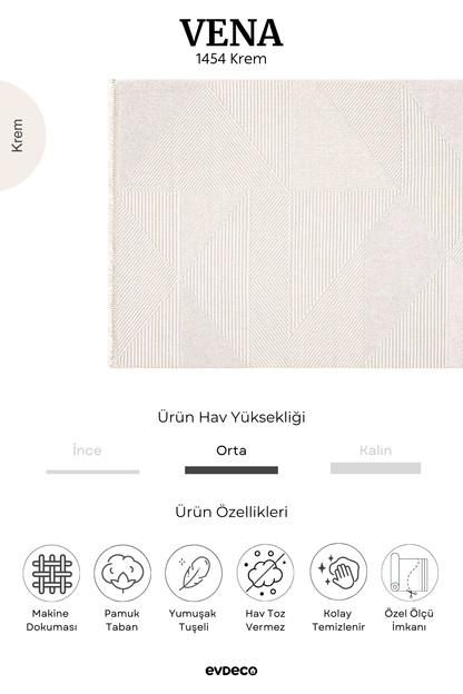 Seka Halı Vena 1454 Krem Yumuşak ve Parlak Tuşeli Kesme Halı