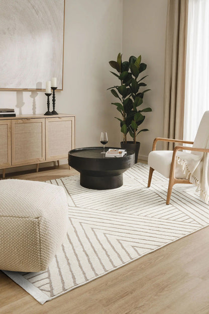 Seka Halı Sidney SD02 Krem Bej Modern İskandinav Peluş Dokulu Halı