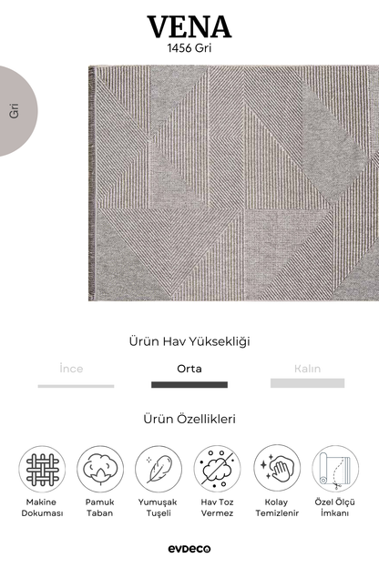 Seka Halı Vena 1456 Gri Yumuşak ve Parlak Tuşeli Kesme Halı