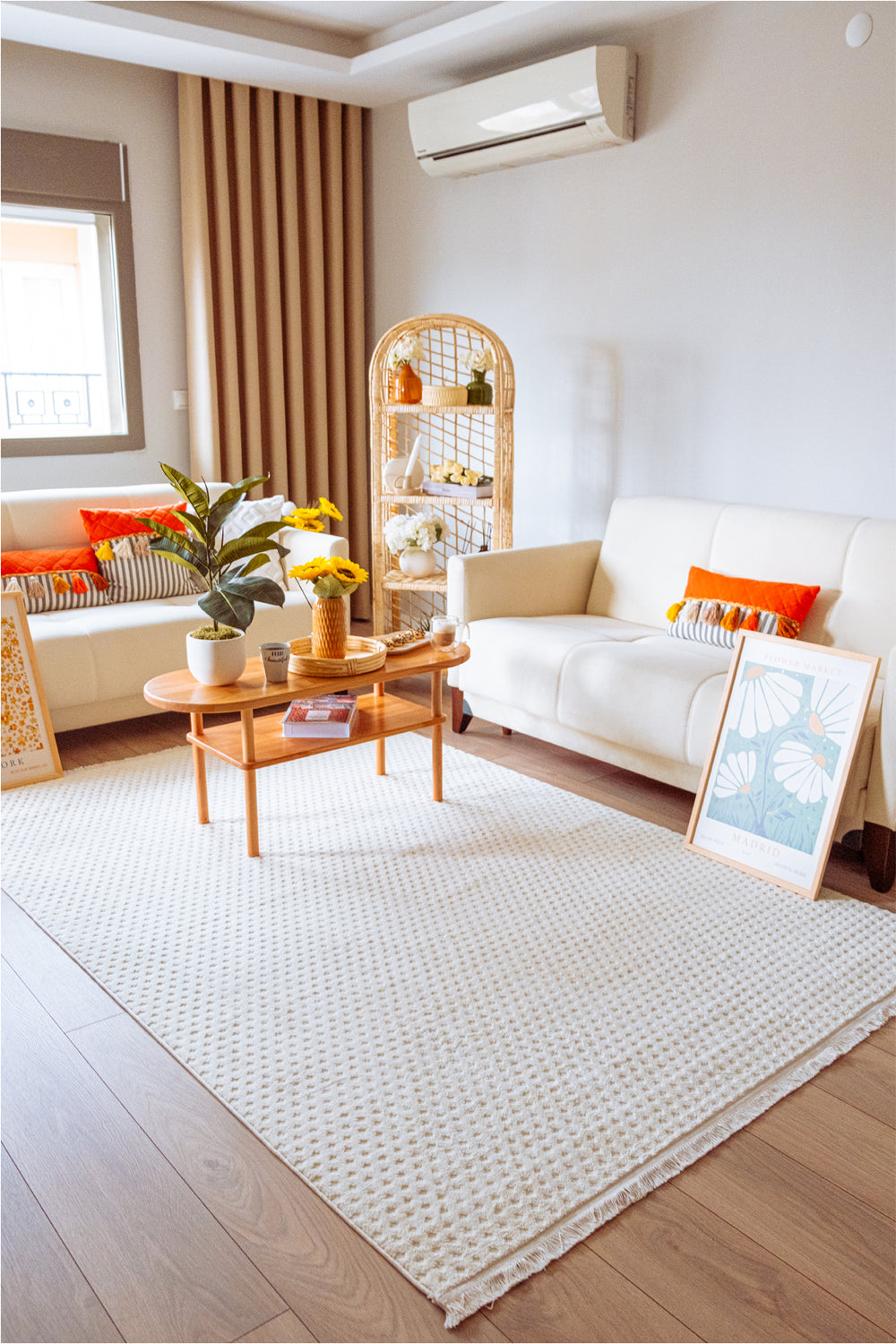 Seka Halı Pita PT01 Krem Modern İskandinav Peluş Dokulu Halı