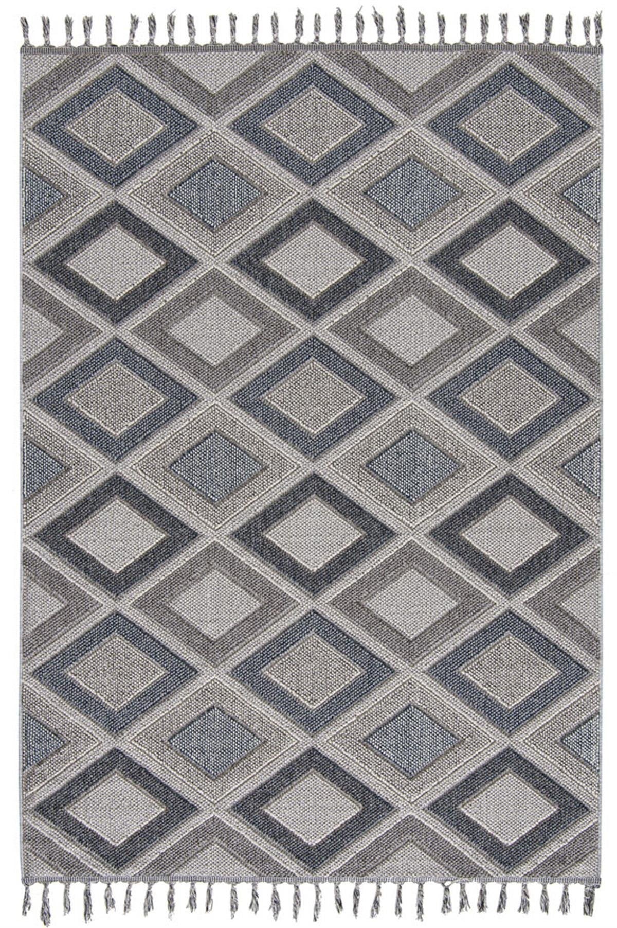 Evdeco Lena 1402 Gri Örgü Desenli Kesme Halı