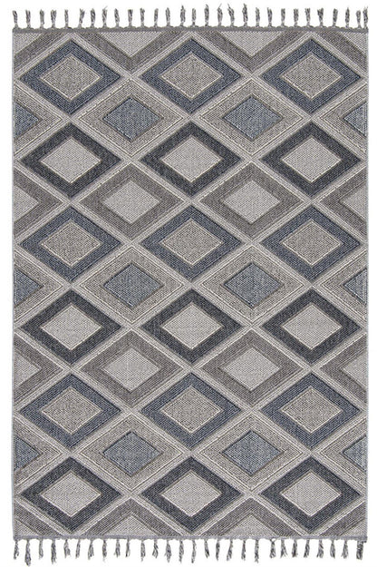 Evdeco Lena 1402 Gri Örgü Desenli Kesme Halı