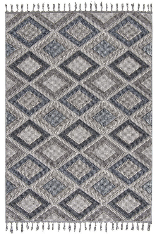 Evdeco Lena 1402 Gri Örgü Desenli Kesme Halı