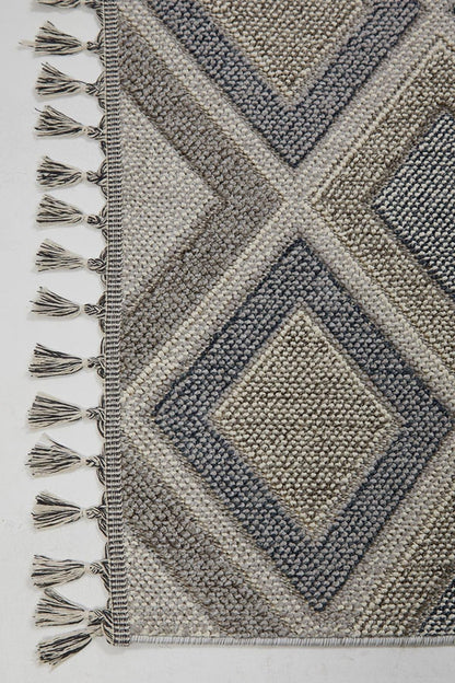 Evdeco Lena 1402 Gri Örgü Desenli Kesme Halı