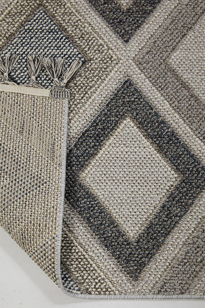 Evdeco Lena 1402 Gri Örgü Desenli Kesme Halı