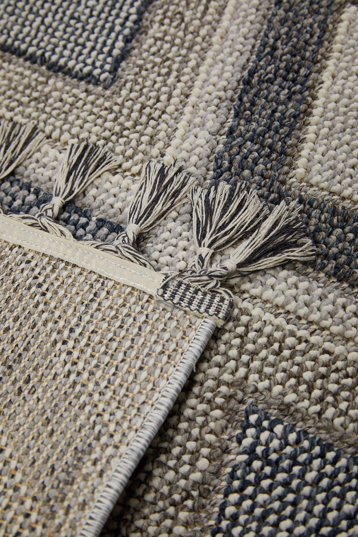 Evdeco Lena 1402 Gri Örgü Desenli Kesme Halı