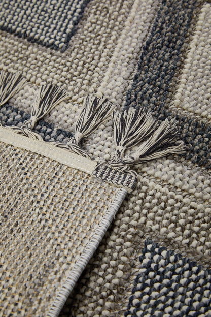 Evdeco Lena 1402 Gri Örgü Desenli Kesme Halı