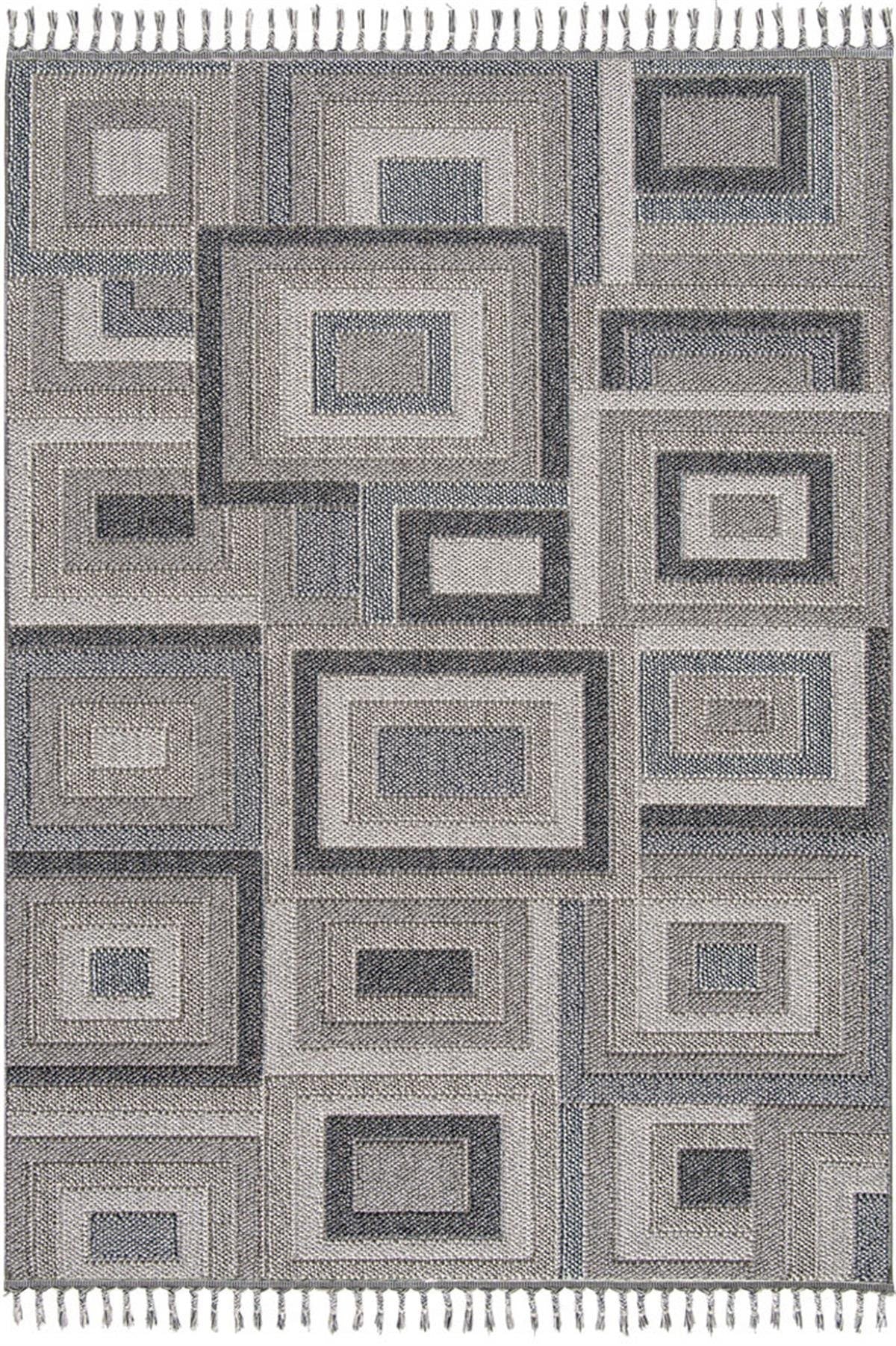 Evdeco Lena 1404 Gri Örgü Desenli Kesme Halı