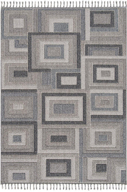 Evdeco Lena 1404 Gri Örgü Desenli Kesme Halı