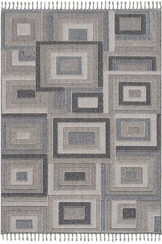 Evdeco Lena 1404 Gri Örgü Desenli Kesme Halı