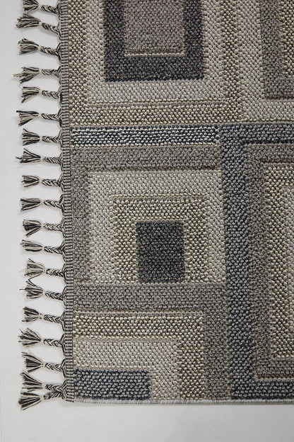 Evdeco Lena 1404 Gri Örgü Desenli Kesme Halı