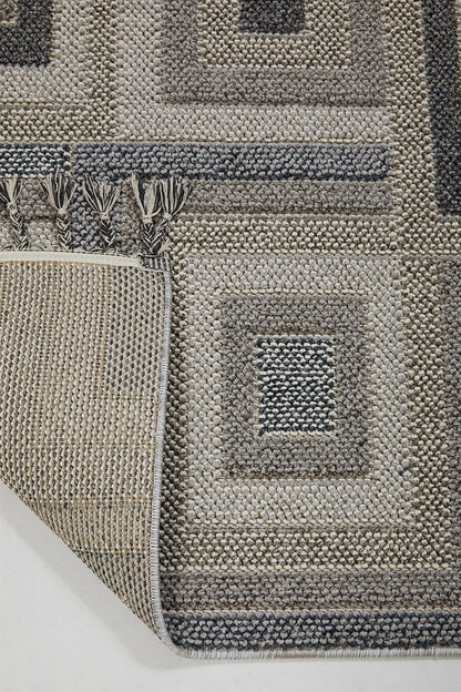 Evdeco Lena 1404 Gri Örgü Desenli Kesme Halı