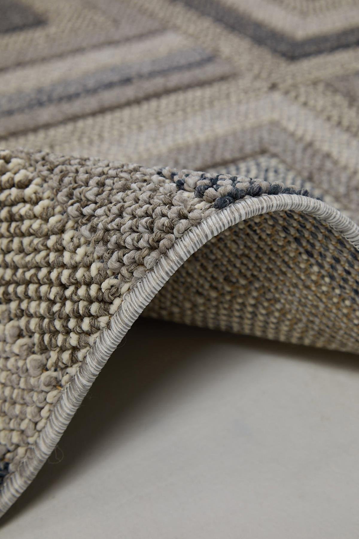 Evdeco Lena 1404 Gri Örgü Desenli Kesme Halı