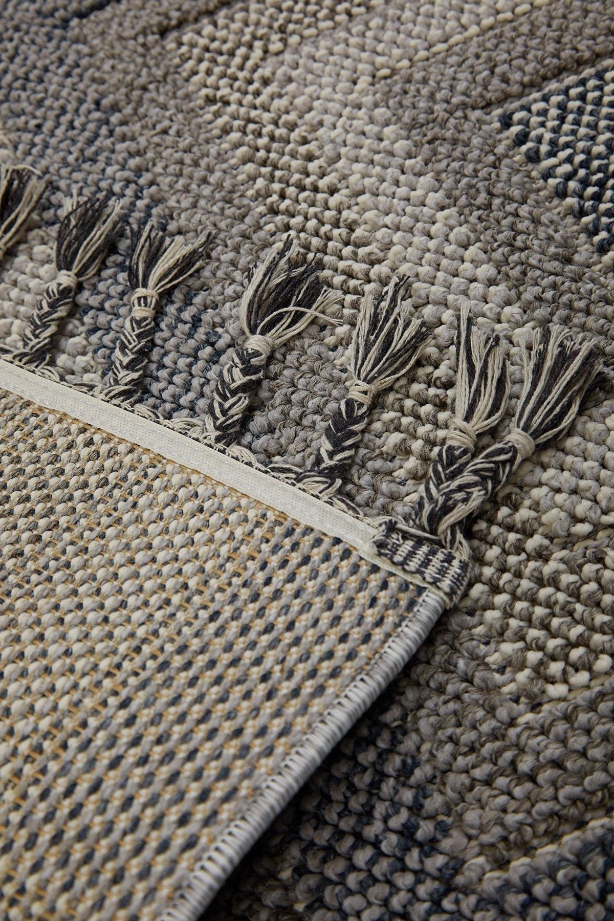 Evdeco Lena 1404 Gri Örgü Desenli Kesme Halı