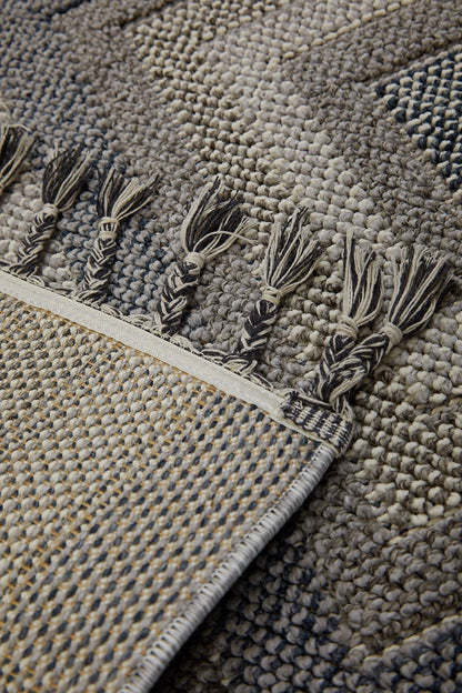 Evdeco Lena 1404 Gri Örgü Desenli Kesme Halı