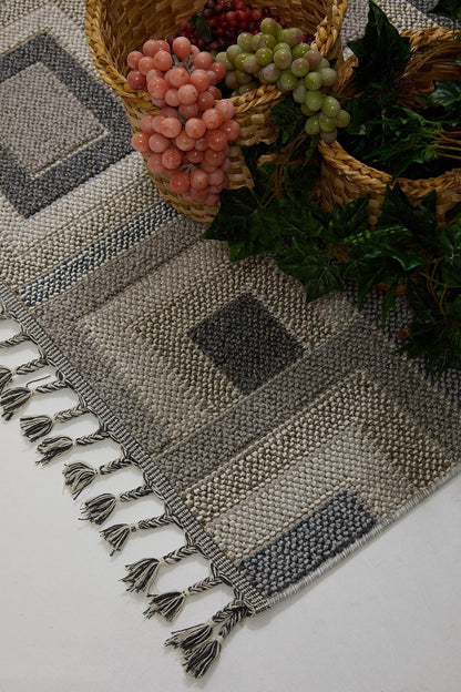 Evdeco Lena 1404 Gri Örgü Desenli Kesme Halı