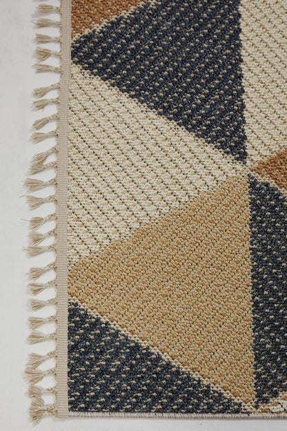 Evdeco Lena 1405 Sarı Örgü Desenli Kesme Halı