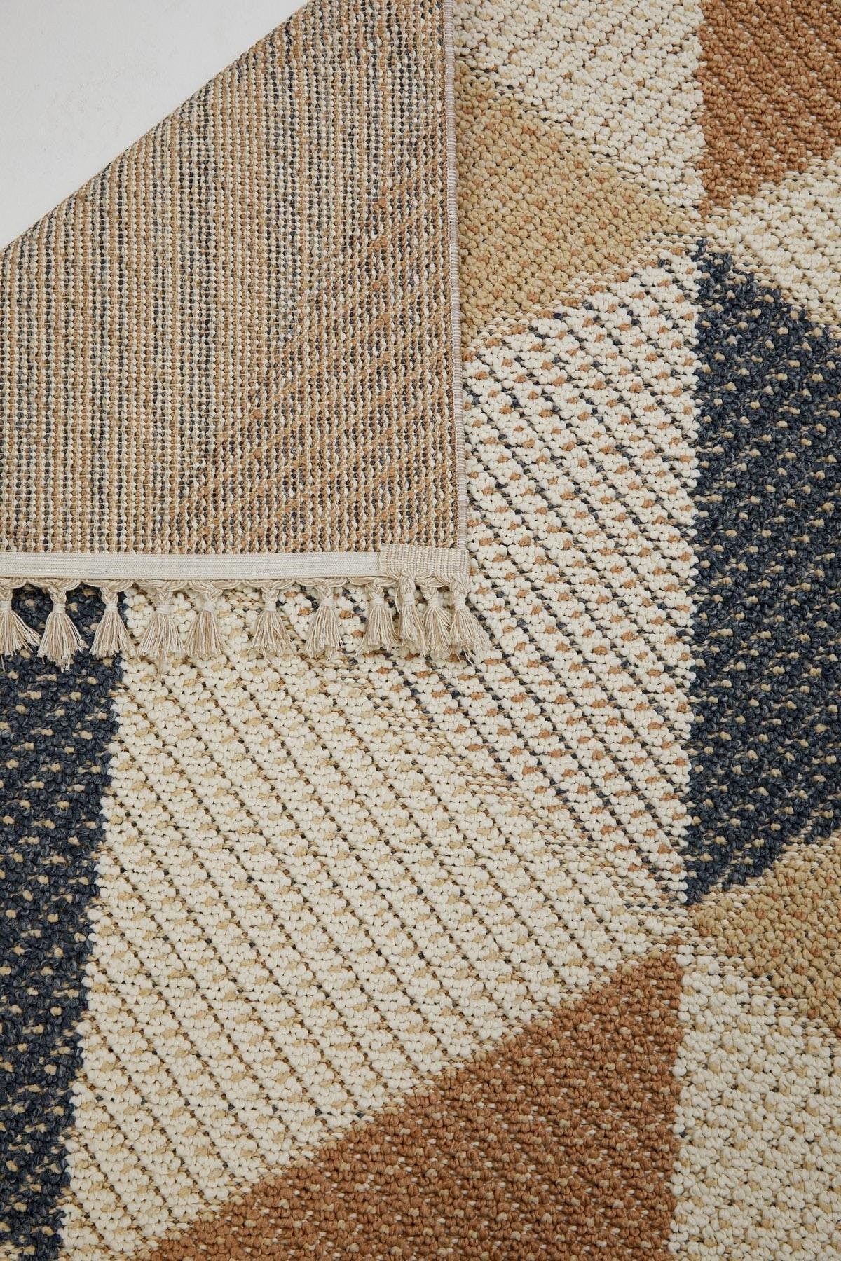 Evdeco Lena 1405 Sarı Örgü Desenli Kesme Halı