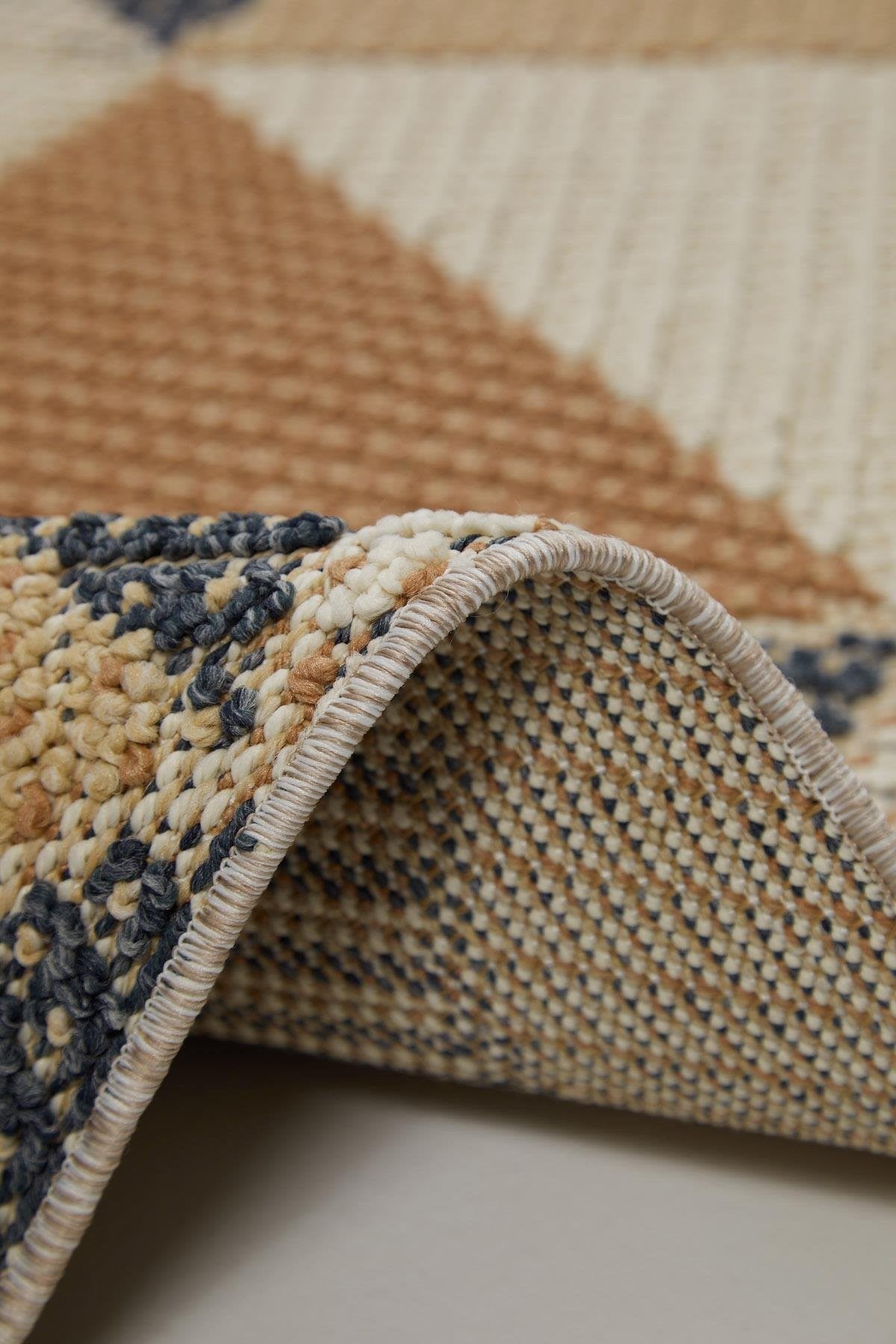 Evdeco Lena 1405 Sarı Örgü Desenli Kesme Halı