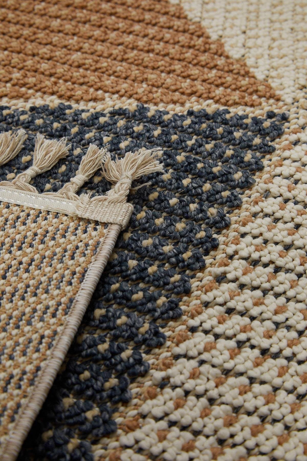 Evdeco Lena 1405 Sarı Örgü Desenli Kesme Halı