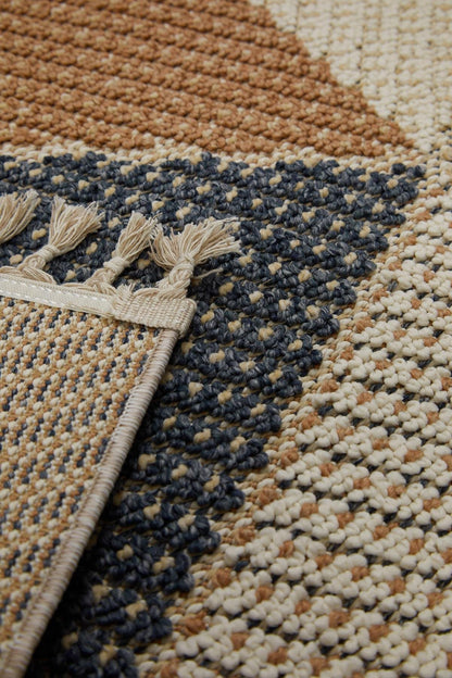 Evdeco Lena 1405 Sarı Örgü Desenli Kesme Halı