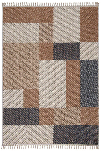 Evdeco Lena 1406 Sarı Örgü Desenli Kesme Halı