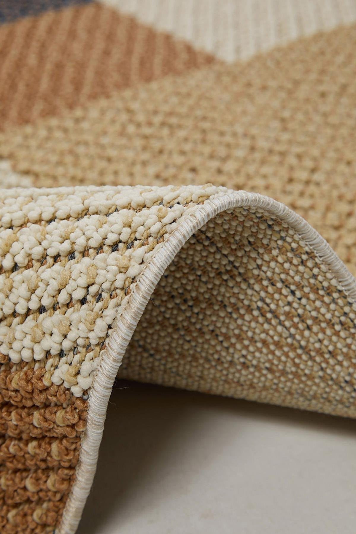 Evdeco Lena 1406 Sarı Örgü Desenli Kesme Halı