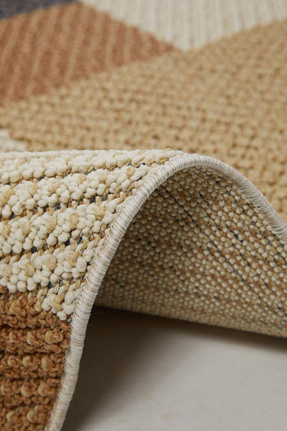 Evdeco Lena 1406 Sarı Örgü Desenli Kesme Halı