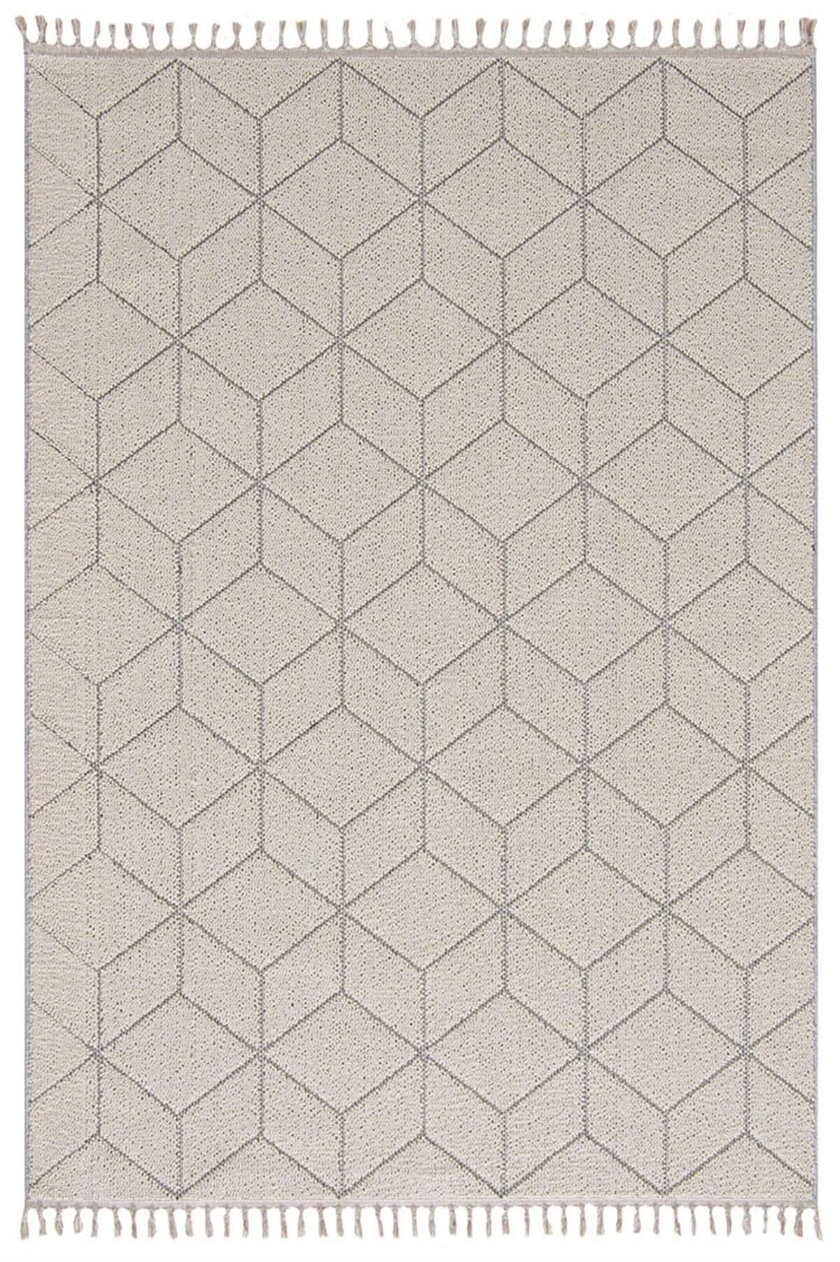 Evdeco Lena 1408 Gri Örgü Desenli Kesme Halı