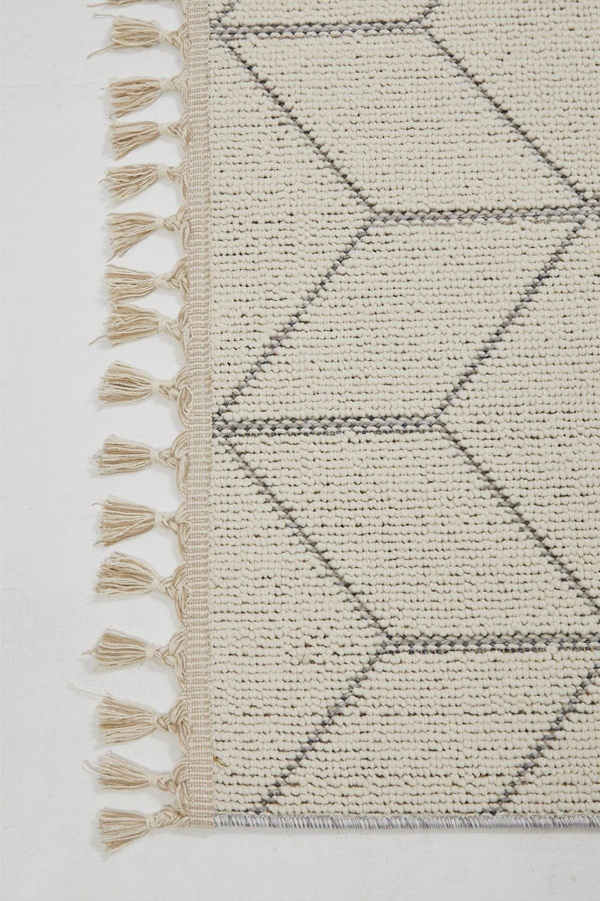 Evdeco Lena 1408 Gri Örgü Desenli Kesme Halı