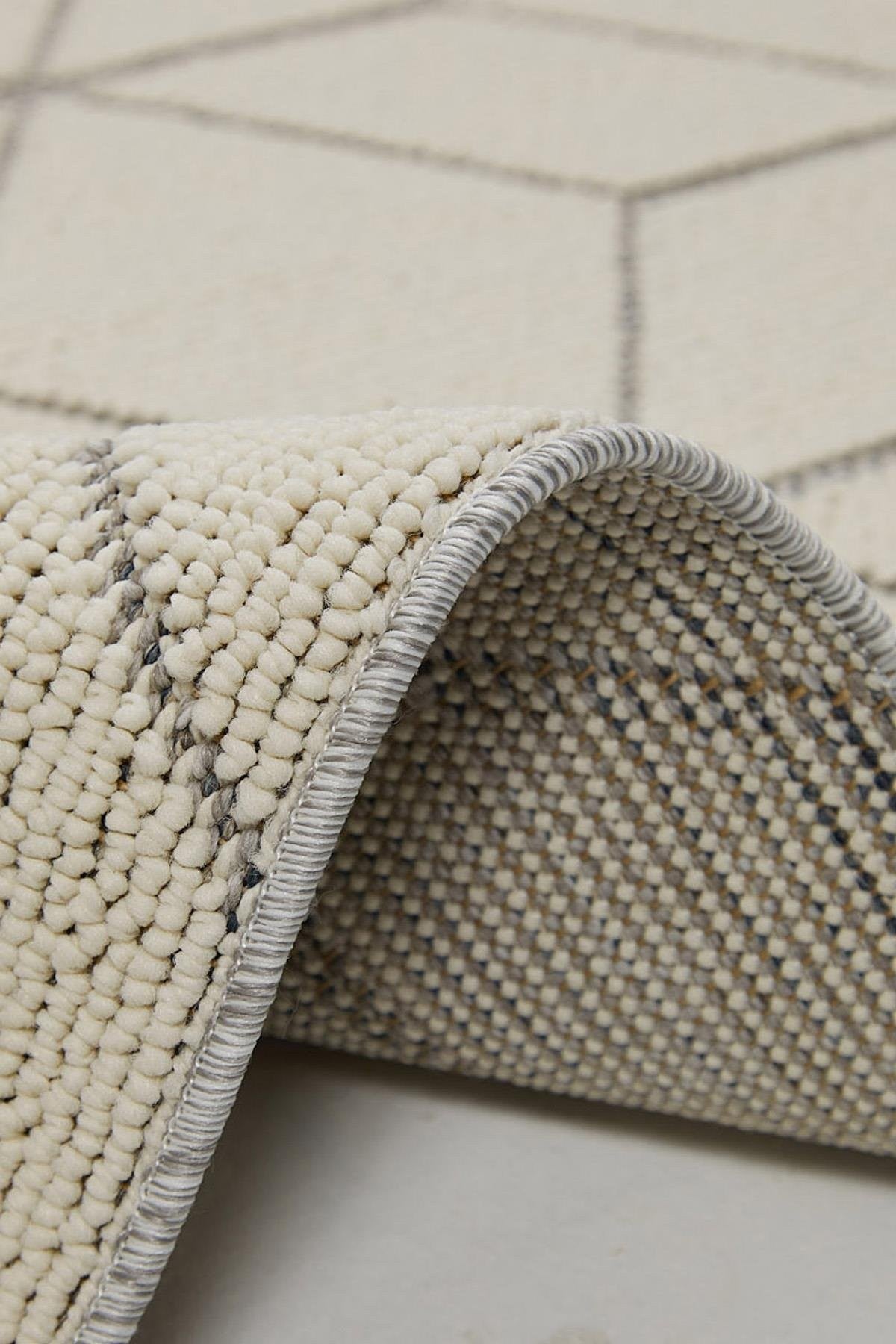 Evdeco Lena 1408 Gri Örgü Desenli Kesme Halı