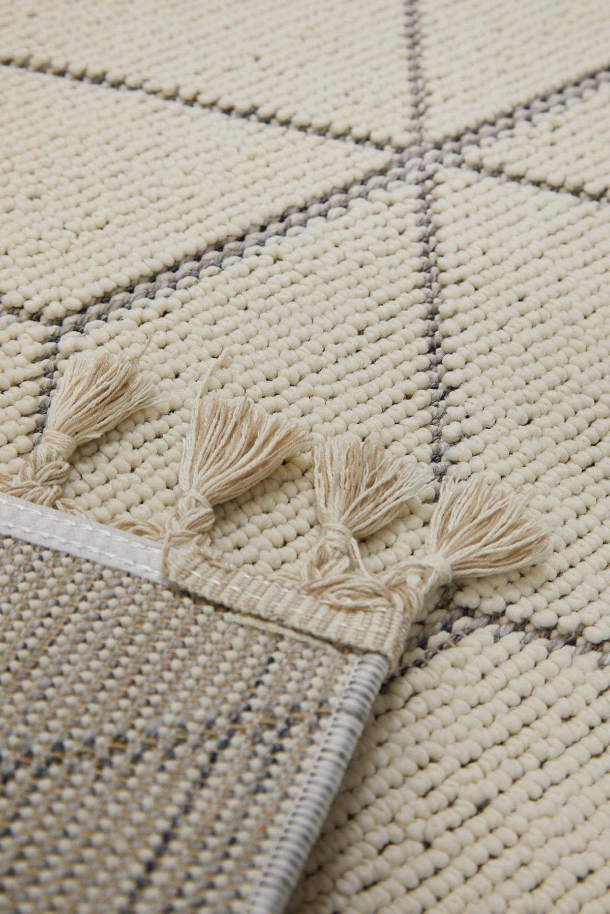 Evdeco Lena 1408 Gri Örgü Desenli Kesme Halı