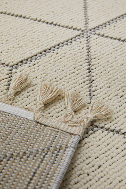 Evdeco Lena 1408 Gri Örgü Desenli Kesme Halı