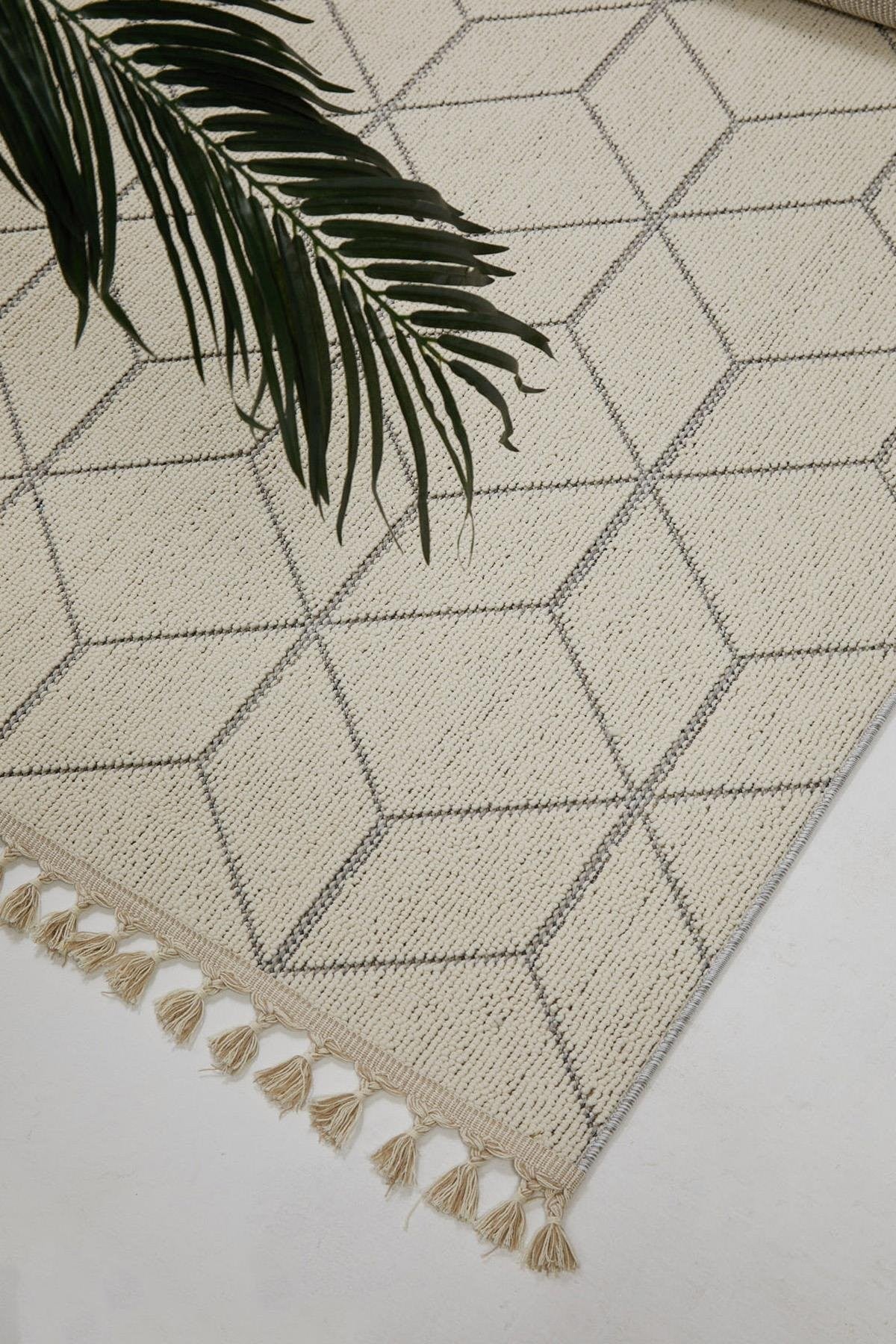 Evdeco Lena 1408 Gri Örgü Desenli Kesme Halı