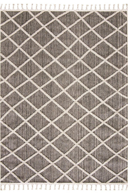 Evdeco Lena 1409 Gri Örgü Desenli Kesme Halı