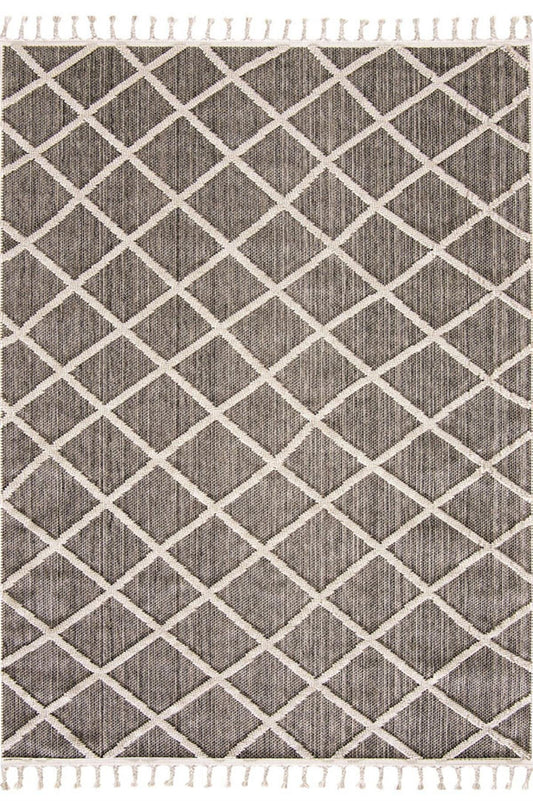 Evdeco Lena 1409 Gri Örgü Desenli Kesme Halı