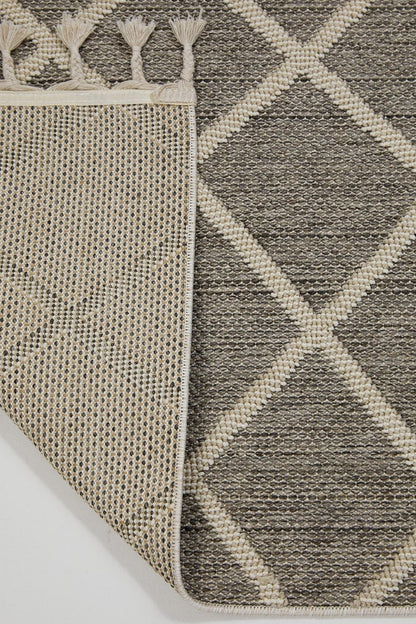 Evdeco Lena 1409 Gri Örgü Desenli Kesme Halı