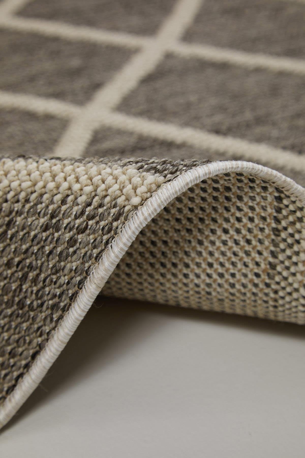 Evdeco Lena 1409 Gri Örgü Desenli Kesme Halı