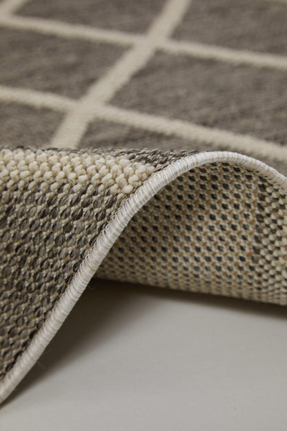 Evdeco Lena 1409 Gri Örgü Desenli Kesme Halı