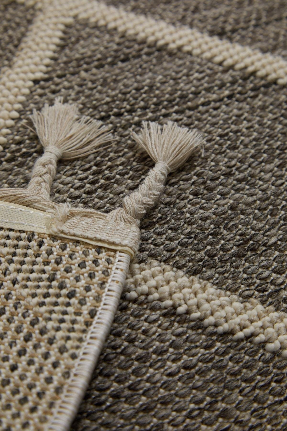 Evdeco Lena 1409 Gri Örgü Desenli Kesme Halı