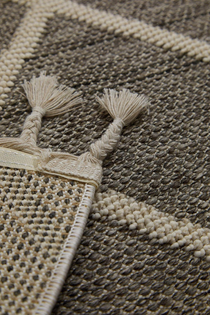 Evdeco Lena 1409 Gri Örgü Desenli Kesme Halı