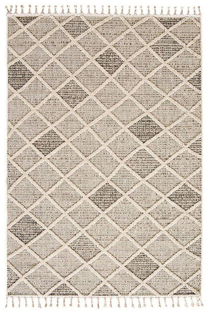 Evdeco Lena 1411 Krem Örgü Desenli Kesme Halı