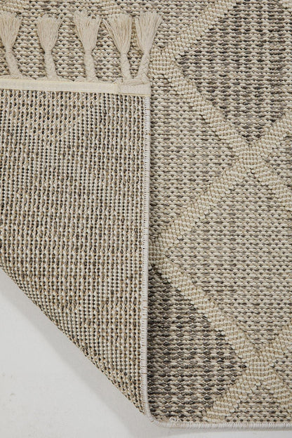 Evdeco Lena 1411 Krem Örgü Desenli Kesme Halı