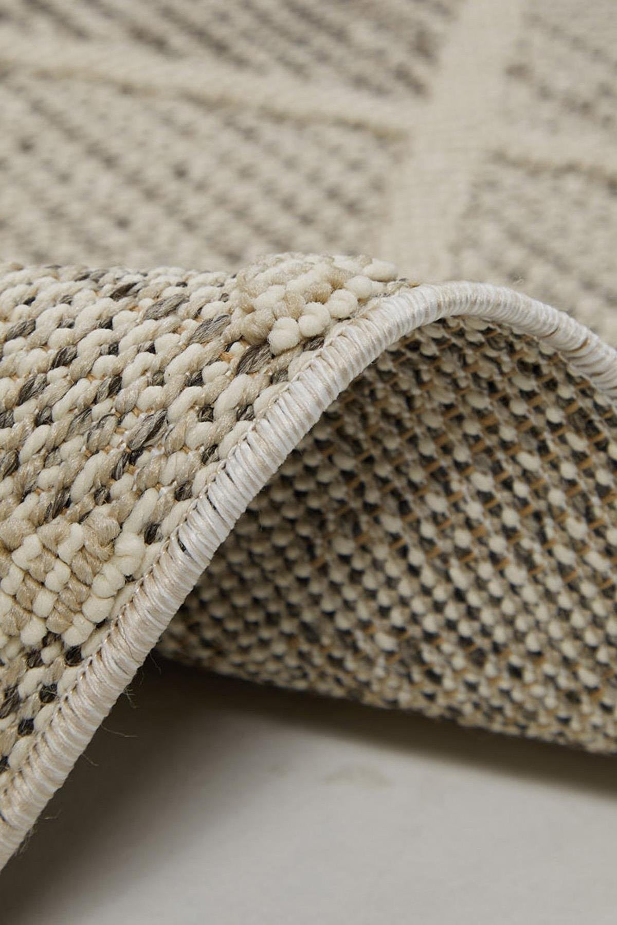 Evdeco Lena 1411 Krem Örgü Desenli Kesme Halı