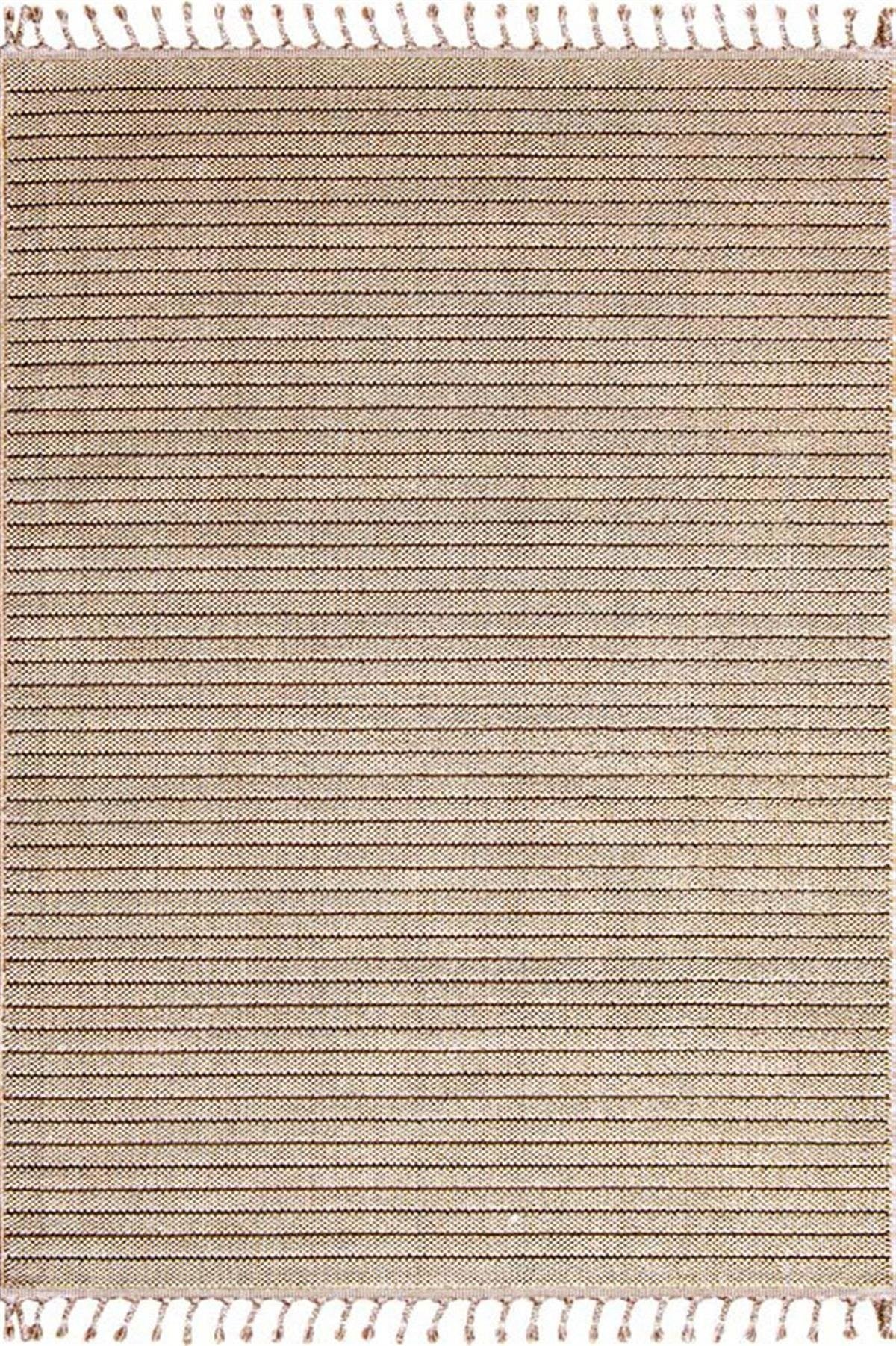 Evdeco Lena 1412 Bej Örgü Desenli Kesme Halı